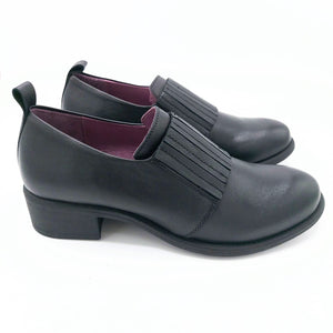 Bueno WZ7403 nero mocassino in pelle con elastico sul collo e soletta in pelle imbottita