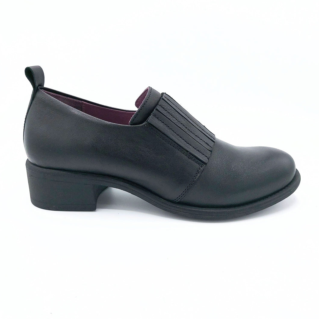 Bueno WZ7403 nero mocassino in pelle con elastico sul collo e soletta in pelle imbottita