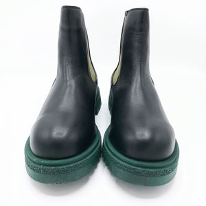 Bueno WZ1403 nero verde stivaletto donna modello beatles in pelle con elastici e suola a contrasto