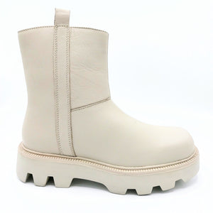 Cafènoir FD1303 off white stivaletto donna in pelle con fondo carrarmato e zip laterale