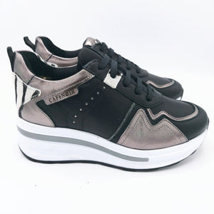 CafèNoir DN1005 nero antracite sneakers donna stringate con soletta estraibile