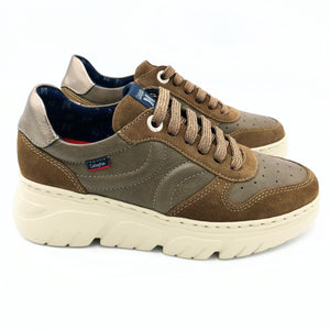 Callaghan 51806 trufa verdone sneakers donna in pelle con riporti in camoscio con lacci