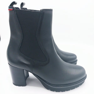 Callaghan 30809 nero stivaletto in pelle con zip ed elastico laterale con tacco 7 cm e plateau di 1,5 cm