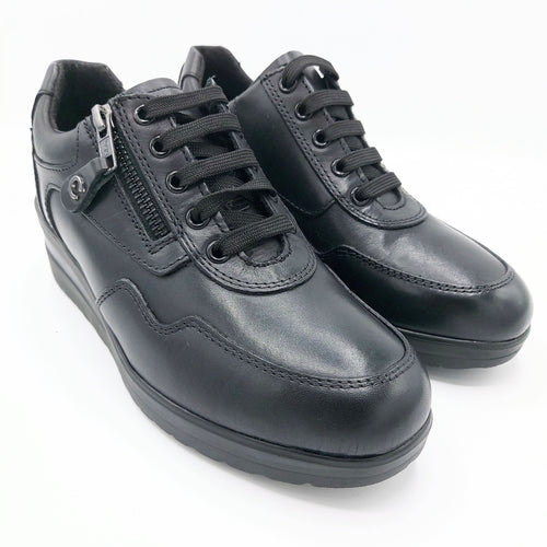 Cinzia soft IV120307 nero sneakers donna in pelle con zip e lacci e soletta in memory foam