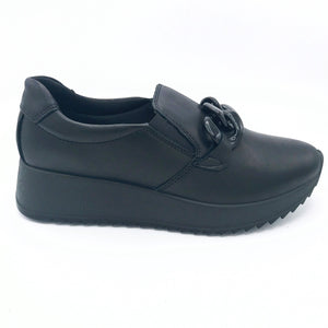 Enval 4774500 nero mocassino in pelle con accessorio e con soletta in memory foam