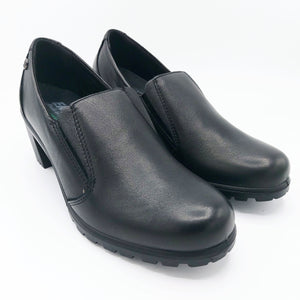 Enval 4751400 nero mocassino in pelle semplice con tacco largo di 5 cm