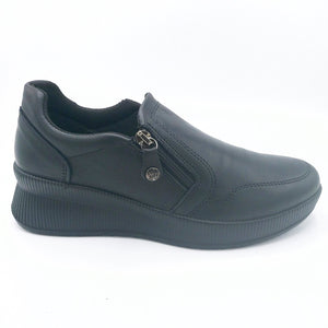 Enval 4776200 nero sneakers donna in pelle liscia con zip laterale e soletta estraibile in memory foam