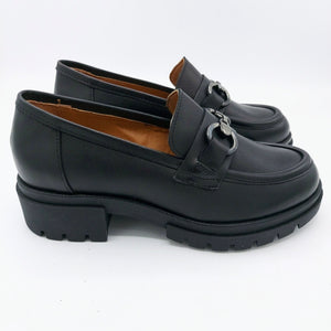 Easy'nRose 755-037 nero mocassino donna in pelle con accessorio e suola carrarmato