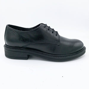 Hosis NAR5294 nero scarpa bassa donna in pelle stringata modello derby con suola in gomma