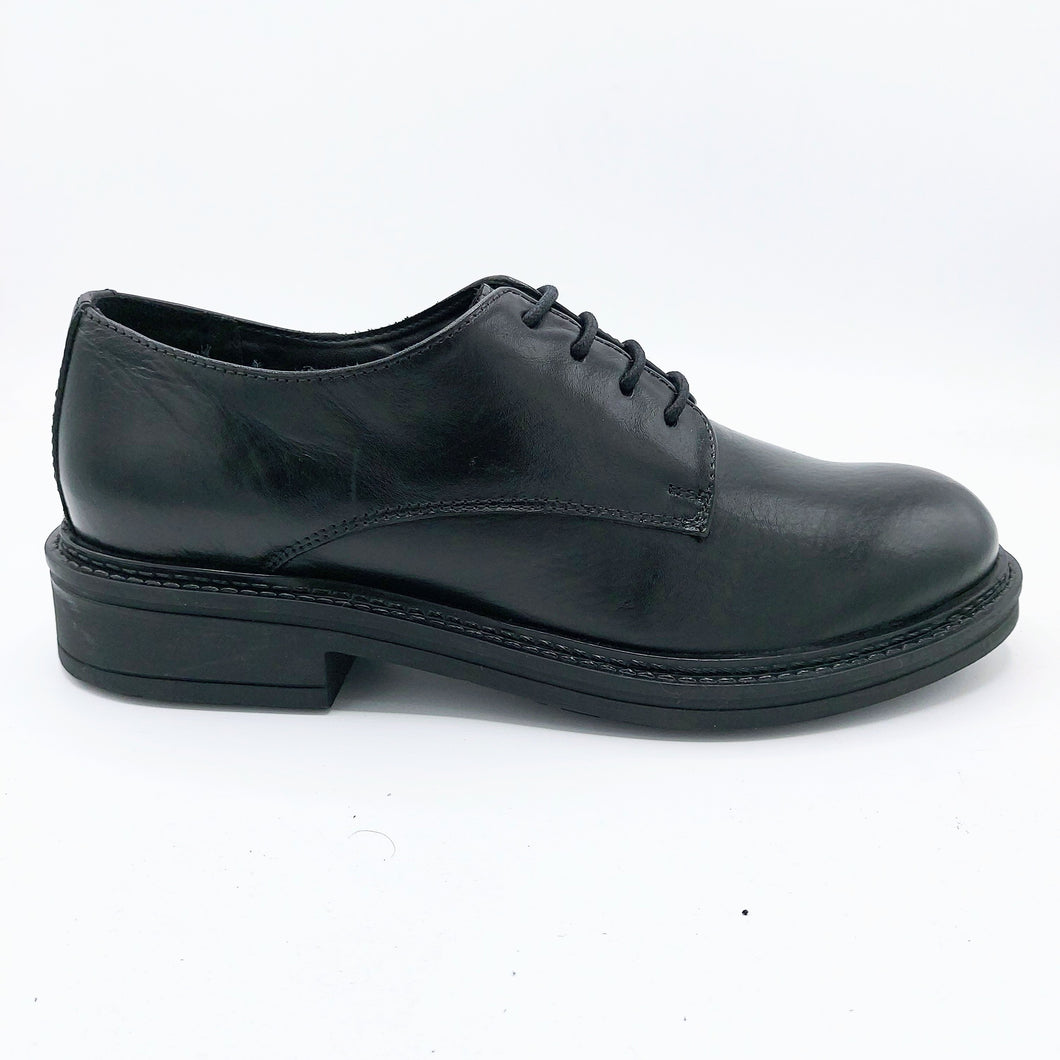 Hosis NAR5294 nero scarpa bassa donna in pelle stringata modello derby con suola in gomma