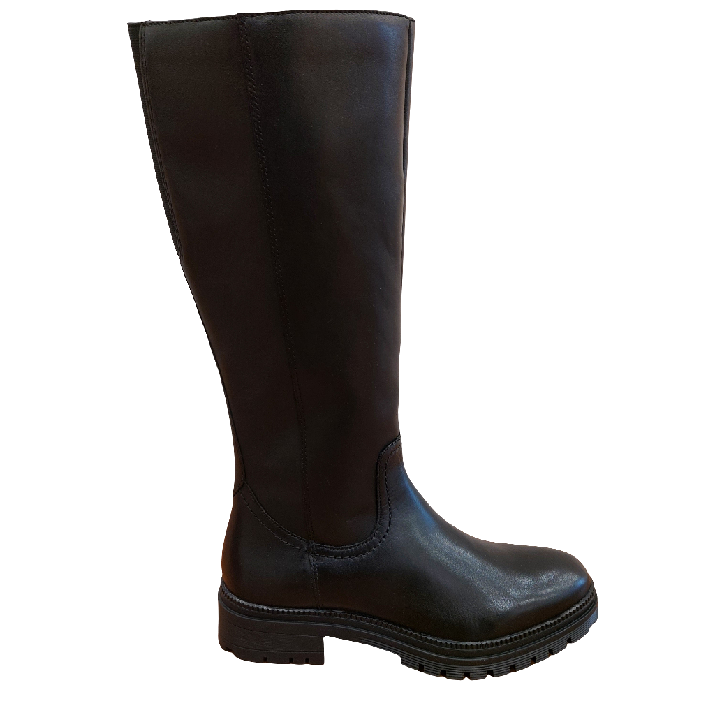 Vueva WB54H12 nero stivale semplice in pelle con suola in gomma carrarmato 