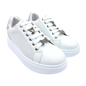 Valleverde 35102 bianco sneakers con lacci e decorazioni removibili sul laccio