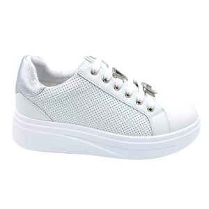 Valleverde 35102 bianco sneakers con lacci e decorazioni removibili sul laccio