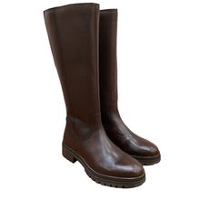 Carica l&#39;immagine nel visualizzatore di Gallery, Vueva WB54H12 marrone stivale semplice in pelle con suola in gomma carrarmato 
