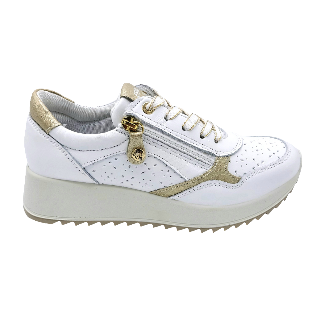 Enval 7771211 bianco sneakers donna in pelle con lacci e cerniera. Dotata di soletta estraibile in memory foam