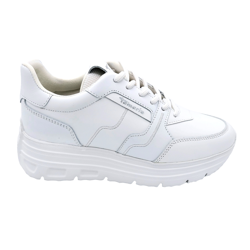 Tamaris 1-23710-44 bianco sneakers donna in pelle stringata con soletta estraibile in memory foam