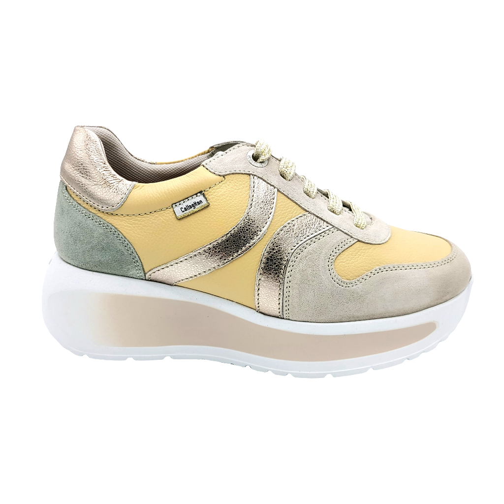 Callaghan 61600 giallo e beige sneakers donna stringata con sistema adaptaction e soletta estraibile