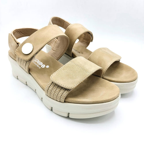 Amarpies ABZ23505 beige sandalo vegan con tripla chiusura con vecro