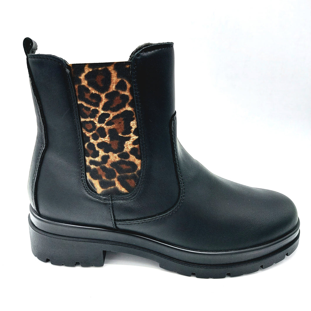 Enval 8752711 nero stivaletto modello bikers donna in pelle con elastico maculato e chiusura con zip