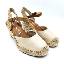 Carica l&#39;immagine nel visualizzatore di Gallery, Tamaris 1-29610-42 nude espadrillas con cinturinoin pelle e zeppa in corda di 7,5 cm
