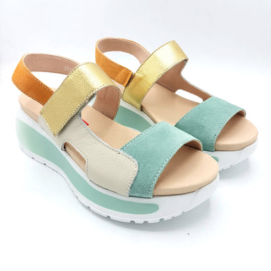 Callaghan 35200 menta sandalo in pelle e pelle scamosciata con chiusura a strappo
