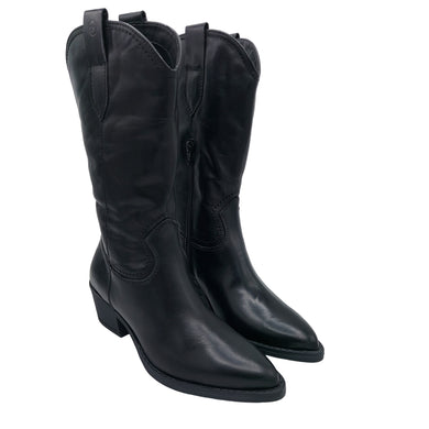 Tamaris 1-25701-42 nero stivale texano in pelle con chiusura a mezza cerniera