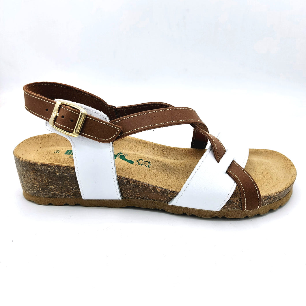Bionatura 12A826 M2311 bianco cuoio sandalo incrociato in pelle con sottopiede imbottito e una suola anatomica