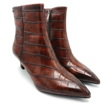 Carica l'immagine nel visualizzatore di Gallery, Tamaris 1-25384-47 muscat croco stivaletto in cocco marrone con tacco di 5 cm e punta affusolata
