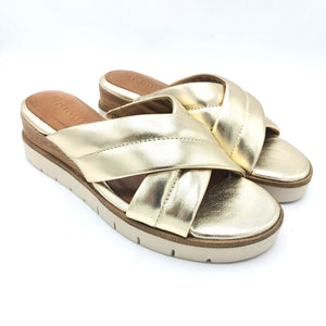 Tamaris 127233-44 oro ciabatta incrociata in pelle con sottopiede imbottito
