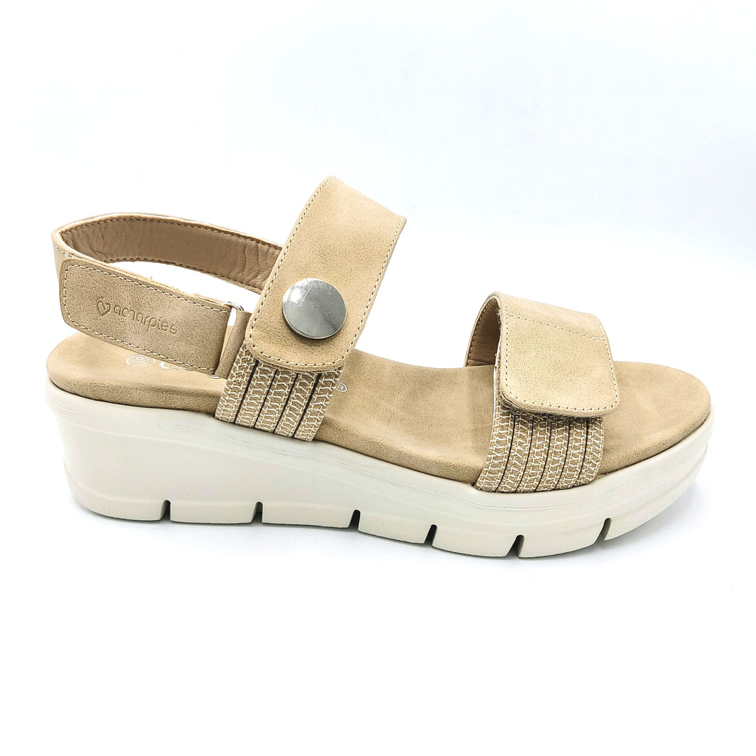 Amarpies ABZ23505 beige sandalo vegan con tripla chiusura con vecro