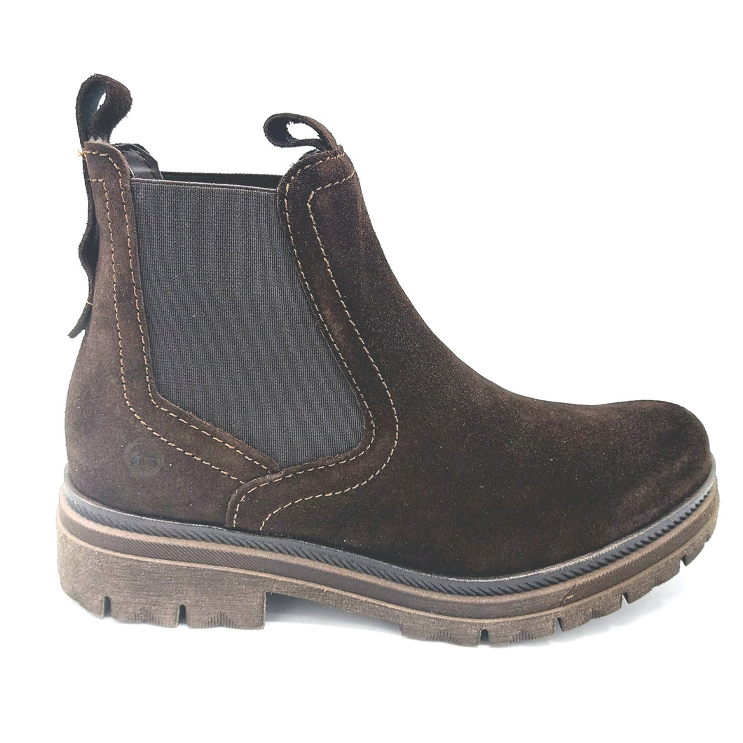 Tamaris 1-25407-45 marrone stivaletto donna in pelle scamosciata modello beatles con elastici laterali 