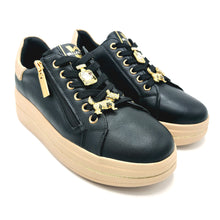 Carica l&#39;immagine nel visualizzatore di Gallery, Valleverde 35492 nero sneakers donna stringata e con zip laterale, dotata di decorazioni removibili 
