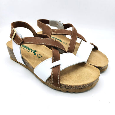Bionatura 12A826 M2311 bianco cuoio sandalo incrociato in pelle con sottopiede imbottito e una suola anatomica
