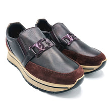 Carica l&#39;immagine nel visualizzatore di Gallery, Igieco 8676322 bordò piombo mocassini in pelle e camoscio con decorazione frontale e soletta estraibile in memory foam
