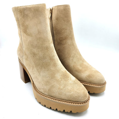 Callaghan 679963 beige stivaletti semplici in camoscio con tacco largo di 8 cm e 2 cm di plateau