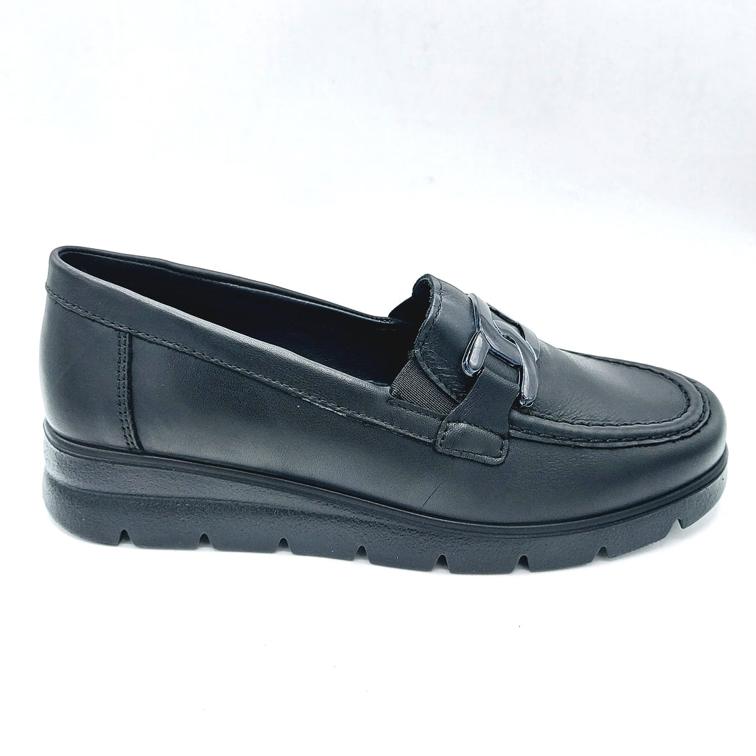 Enval 8756700 nero mocassino classico in pelle con decorazione frontale e soletta estraibile in memory foam  