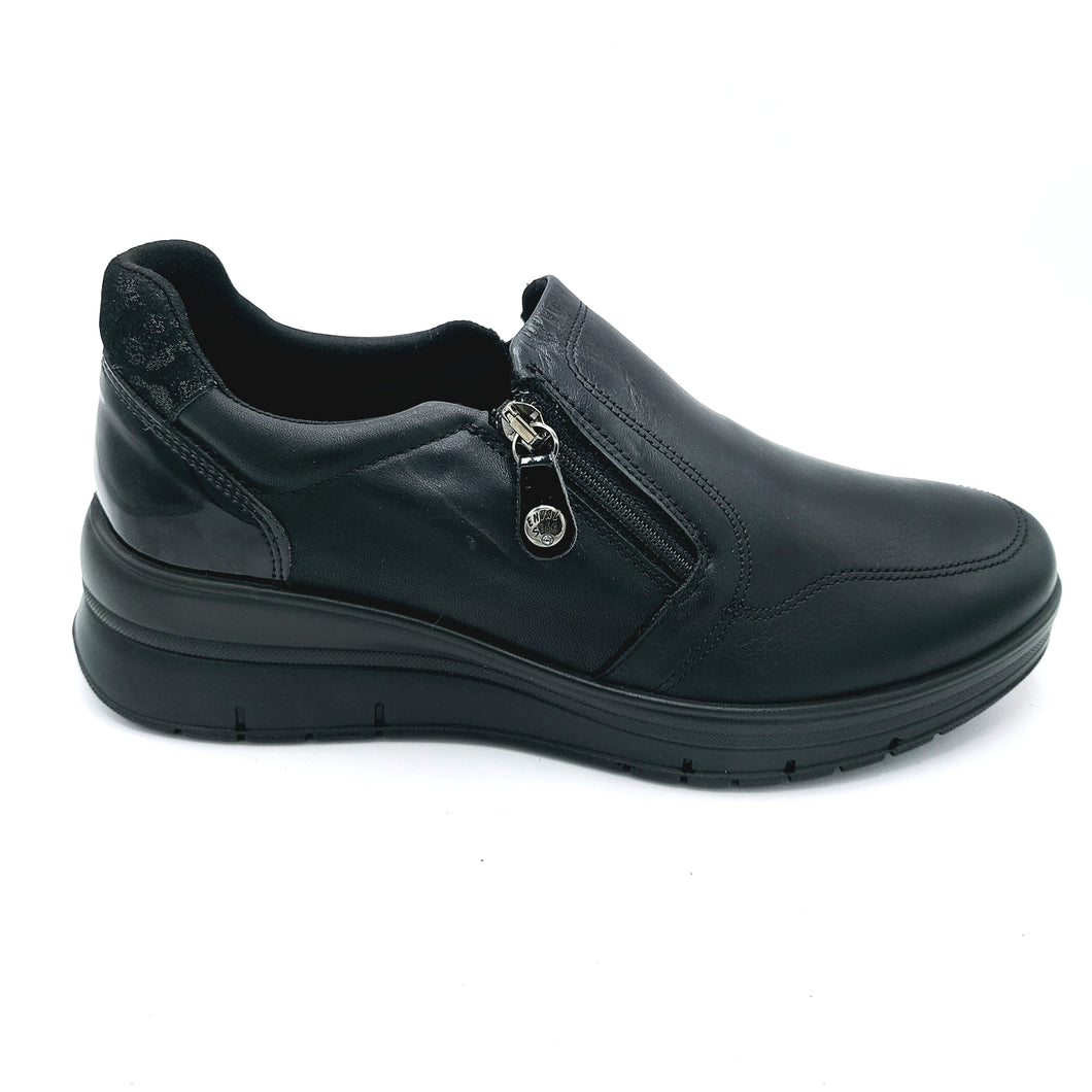 Enval 8777700 nero sneakers donna in pelle con chiusura a cerniera e soletta estraibile in memory foam