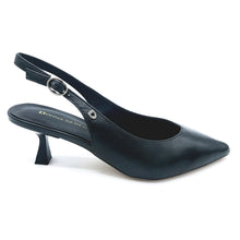 Carica l'immagine nel visualizzatore di Gallery, Donna serena 436085DM nero slingback in pelle con tacco 5 cm dotato di sottopiede imbottito in gel e suola antiscivolo e flessibile
