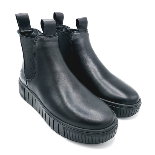 Tamaris 1-25404-43 nero stivaletto basso in pelle con elastici laterali