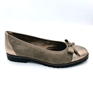 Tamaris 1-22126-43 grigio ballerina in camoscio e pelle con fiocchetto in tessuto decorativo