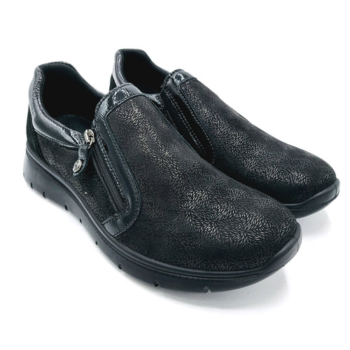 Enval 8775100 nero slip on linea comoda in tessuto con cerniera laterale