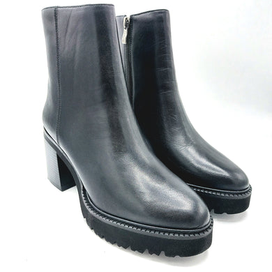 Callaghan 679963 nero stivaletti semplici in pelle con tacco largo di 8 cm e 2 cm di plateau