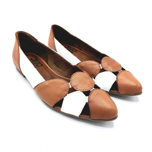 Bueno WS0716 cuoio bianco ballerina in pelle con punta sfilata 