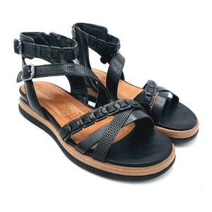 Tamaris 1-28210-44 cognac sandalo basso modello gladiatore in pelle con chiusura a zip e fasce con fibbie regolabili