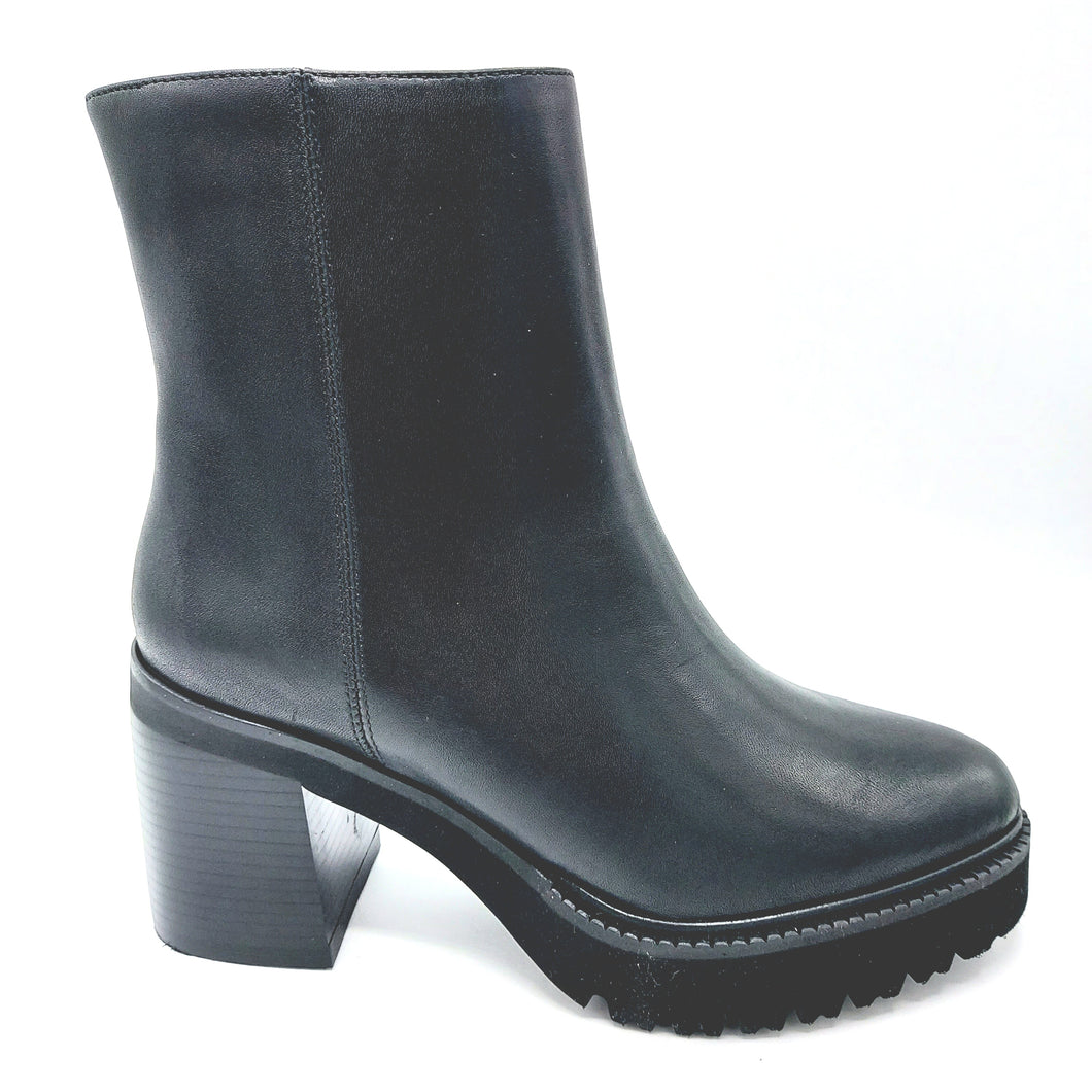 Callaghan 679963 nero stivaletti semplici in pelle con tacco largo di 8 cm e 2 cm di plateau