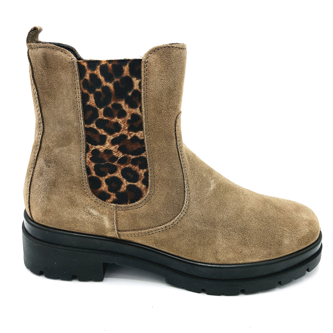 Enval 8752722 fango stivaletto modello bikers donna in pelle scamosciata con elastico maculato e chiusura con zip