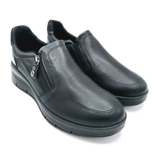 Carica l&#39;immagine nel visualizzatore di Gallery, Enval 8777700 nero sneakers donna in pelle con chiusura a cerniera e soletta estraibile in memory foam
