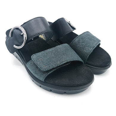Eval 7790100 nero ciabatta in pelle con doppia fascia con chiusura con velcro