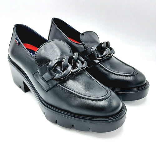 Callaghan 35604 nero mocassino in pelle con dettaglio decorativo costituito da una catena n tinta