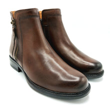 Carica l&#39;immagine nel visualizzatore di Gallery, Valleverde 17103 marrone stivaletto basso in pelle con doppia cerniera di cui una decorativa 
